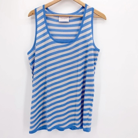 Crumpet Tops - Crumpet Striped Fine Knit Cashmere Tank Size XXL